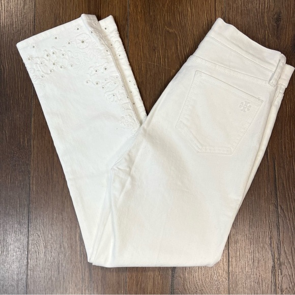 Tory Burch Keira Straight-Leg White Rinse Wash Jeans SZ 26/2 - Picture 2 of 13